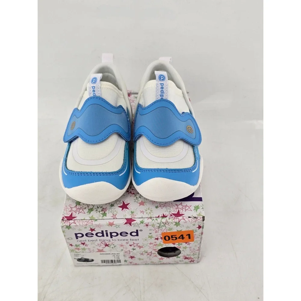 Pediped Aries Sneakers Toddler 7 US Aqua Blue Hook Loop -New